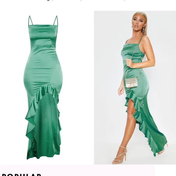 PrettyLittleThing Dresses & Skirts - Pretty Little Think green satin dress!